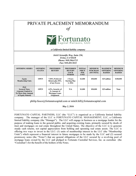 private placement memorandum template - simplify the process with a trusted manager template