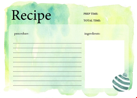 generic recipe card template template