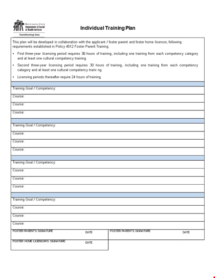 individual training template