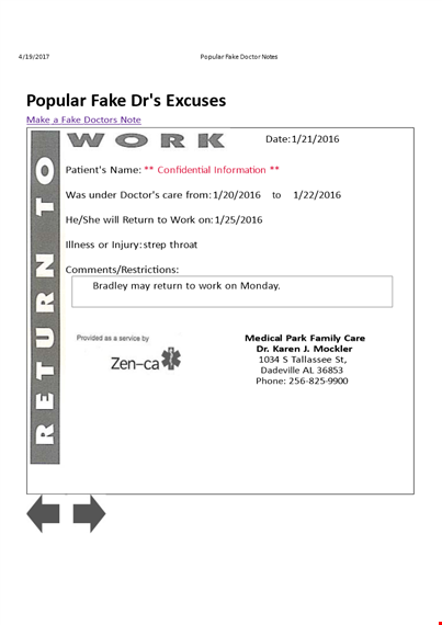 get a popular fake doctors excuse note and notes from a doctor template