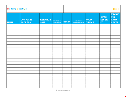 wedding guest list template - manage your wedding guests efficiently template