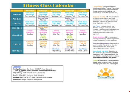 fitness calendar sample template