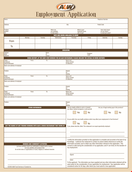 apply for restaurant jobs with our free application form template