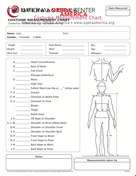 costume measurement template