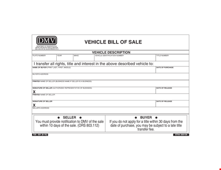 vehicle bill of sale template