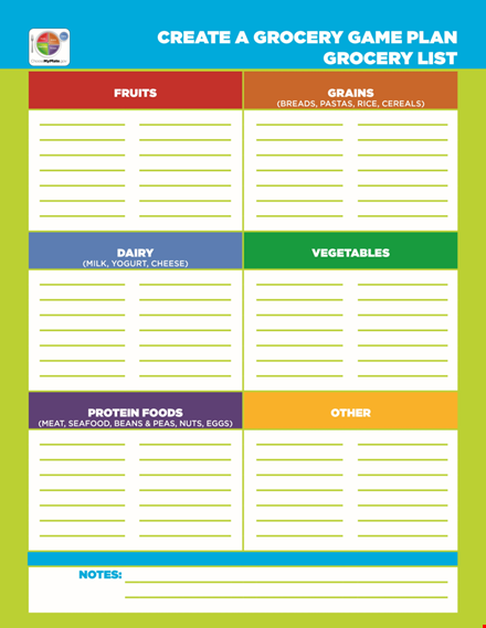 printable grocery list template template