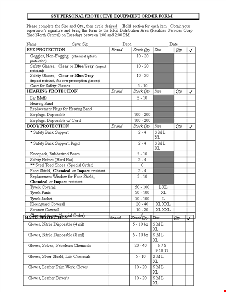 ppeorderform template