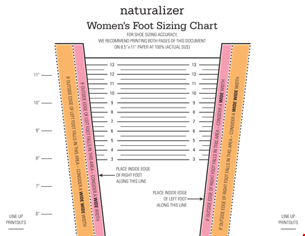 printable women shoe size chart template