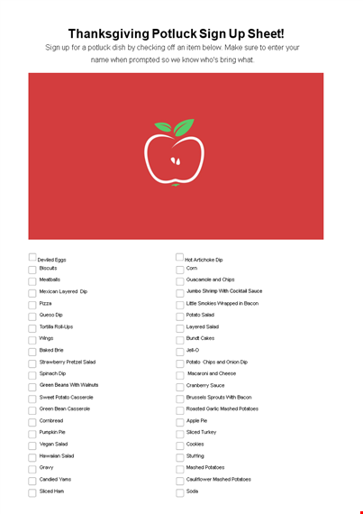 sign up for a delicious potluck: bring potatoes, salad, and more! template