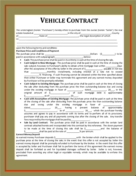 secure your vehicle purchase with our agreement template - download now template