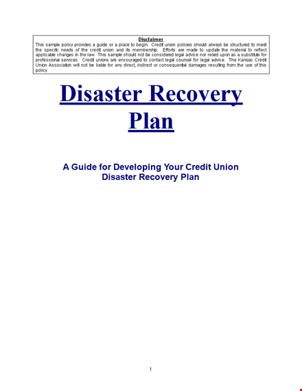 create a resilient disaster recovery plan template for your business | credit union template