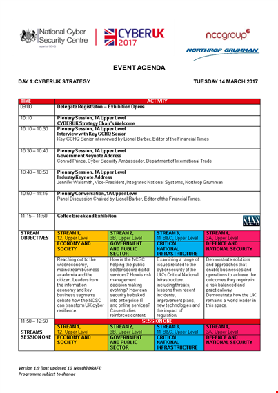 event agenda example - level up your sessions with upper stream template