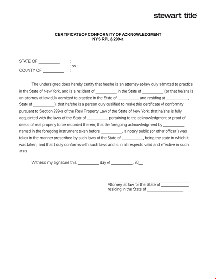 certificate of conformance | state attorney | acknowledgment template