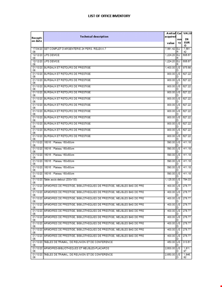 office list template