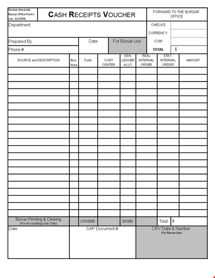 cash receipt voucher template template