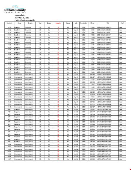 international diesel school bus inventory in pdf template