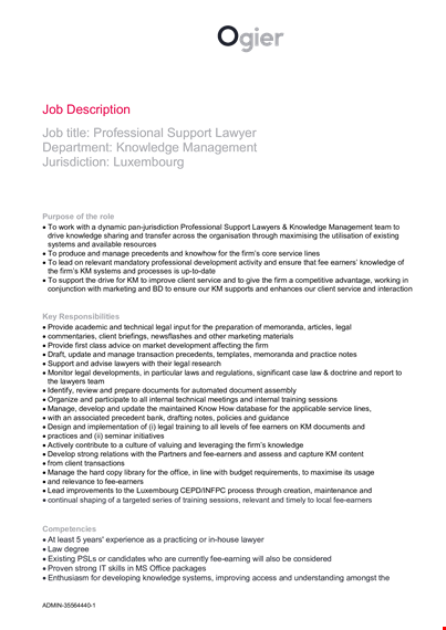 support lawyer job description template template