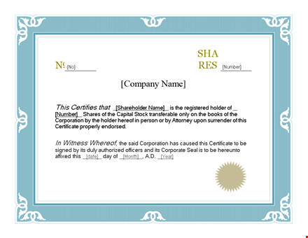 customize your stock certificates | download template now template