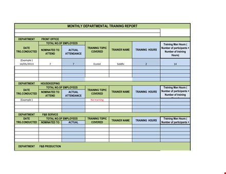 monthly training template