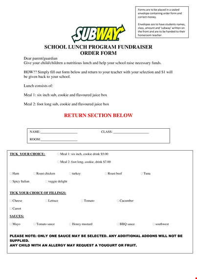 support your school fundraiser and enjoy delicious lunch and cookies template