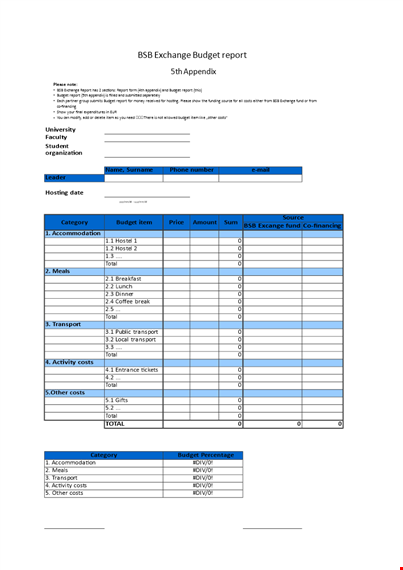 sample budget report template