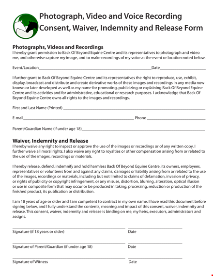 capture moments without constraints - photo waiver release form template template