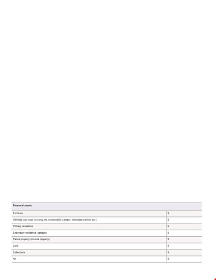 personal balance sheet template: total liabilities, assets, and savings template