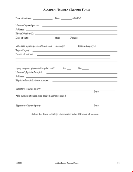 incident report template for hospital - streamline reporting process | injured? notify physician template