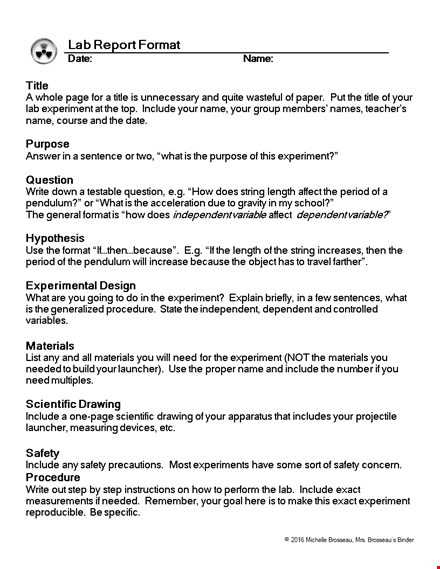 download our lab report template for accurate results | include answers & experiment details template