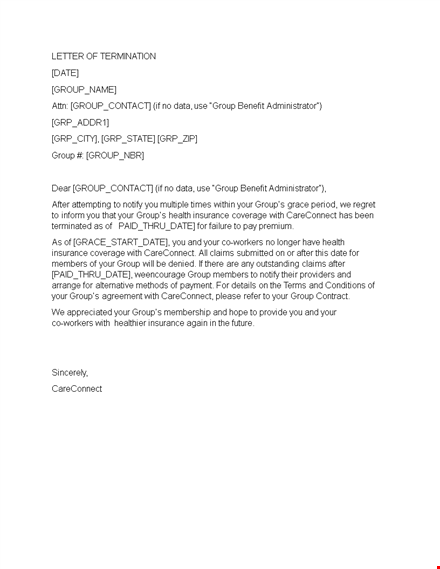 free termination letter template - easy-to-use template