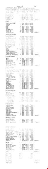 film budget template: create accurate camera estimates template