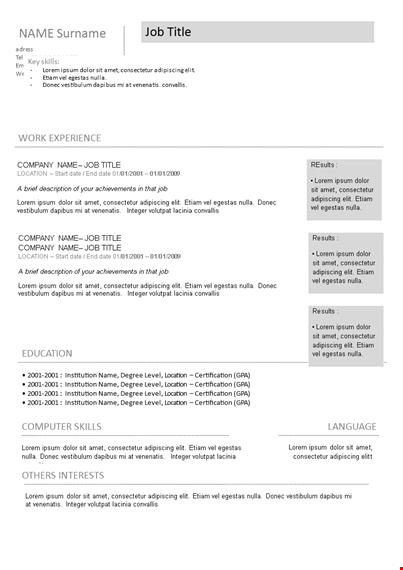 professional curriculum vitae template for successful job applications template