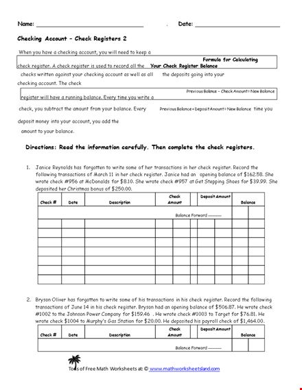 track your account balances with our checkbook register template template