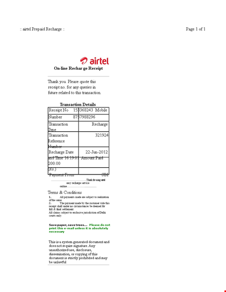 mobile expense receipt template