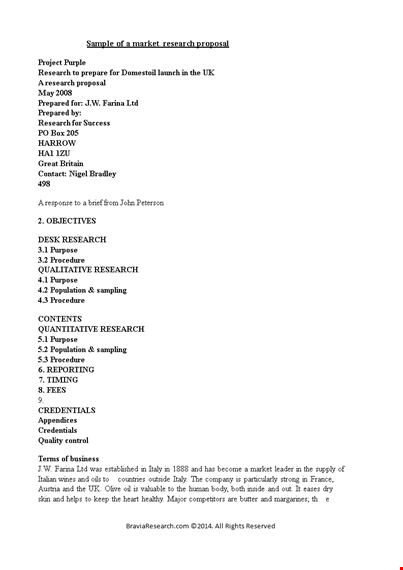 marketing research proposal format template