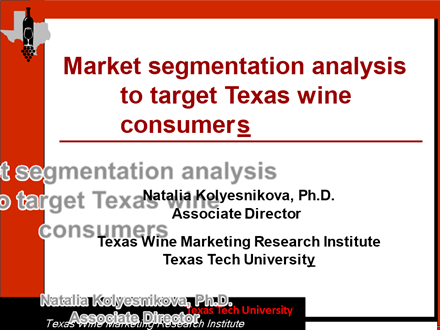 market segmentation analysis template - local texas wines & sweet marketing template