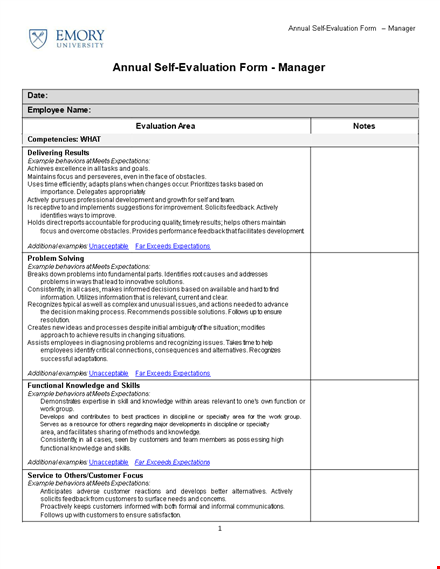 effective self evaluation examples for meeting expectations and improving behaviors template