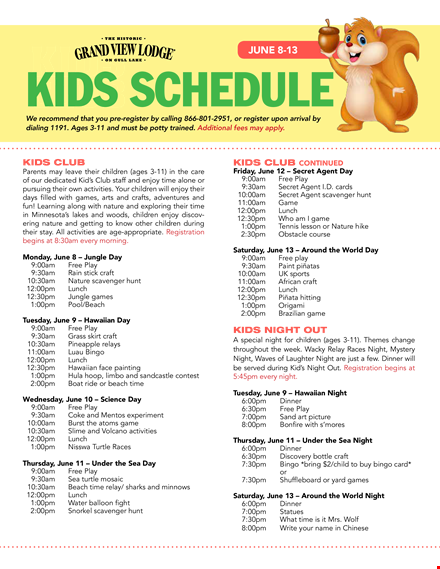 nightly schedule for kids template