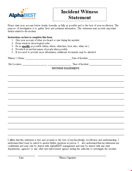 provide incident details with a witness statement form template