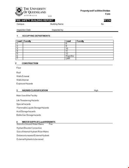 fire report system for hazard management and hydrant inspection template