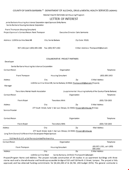 santa barbara housing project: letter of interest template