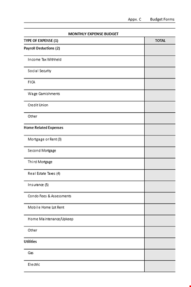 company expense budget template template