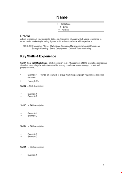 marketing job resume examples template