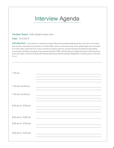 interview agenda format us letter template