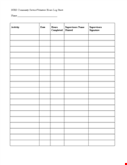 Log Sheet Track Community Service Hours With Supervisors