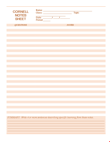 cornell notes template - organize your class notes with ease template