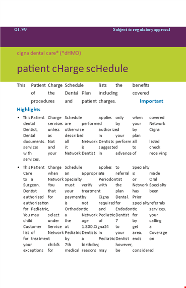 patient charge schedule template