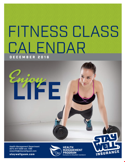 fitness class calendar template template