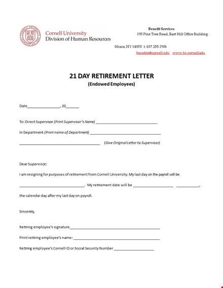 retirement announcement template - print your supervisor's cornell retirement template