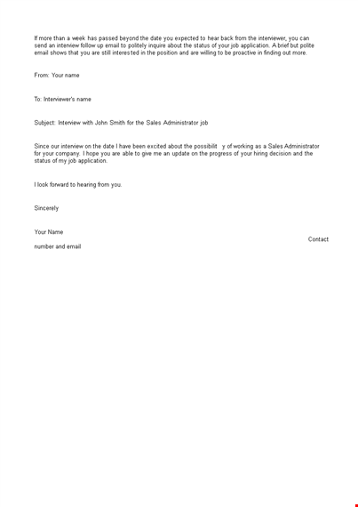 sample job application status follow up letter template